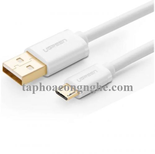 Ugreen 10851 3M màu Trắng Cáp sạc truyền dữ liệu USB 2.0 sang MICRO USB lõi đồng US125 30010851